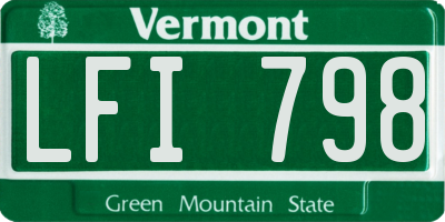 VT license plate LFI798