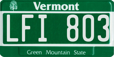 VT license plate LFI803