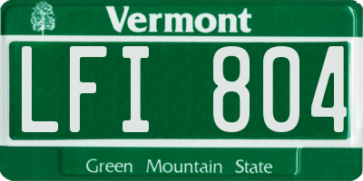 VT license plate LFI804