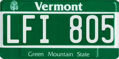 VT license plate LFI805