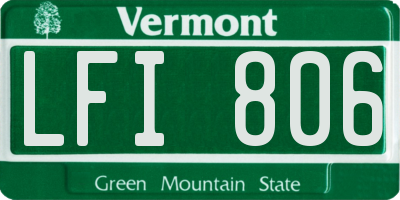VT license plate LFI806