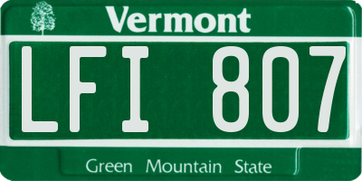 VT license plate LFI807