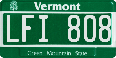 VT license plate LFI808