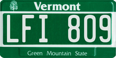 VT license plate LFI809