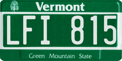 VT license plate LFI815