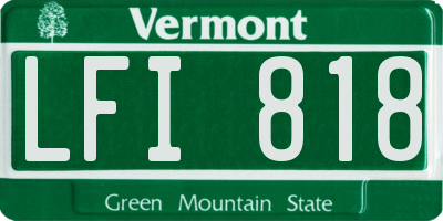 VT license plate LFI818