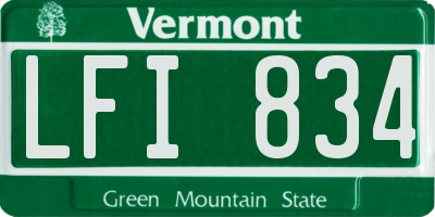 VT license plate LFI834