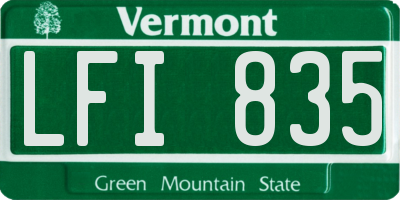 VT license plate LFI835
