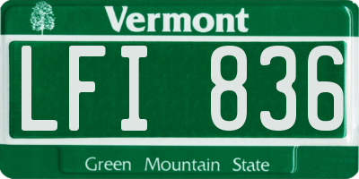 VT license plate LFI836