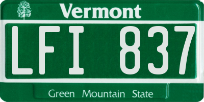 VT license plate LFI837