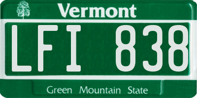 VT license plate LFI838