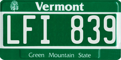 VT license plate LFI839