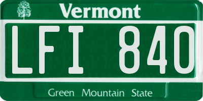 VT license plate LFI840