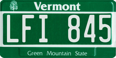 VT license plate LFI845