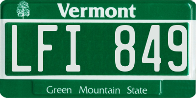 VT license plate LFI849