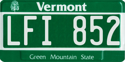 VT license plate LFI852