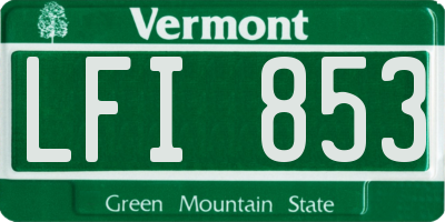 VT license plate LFI853