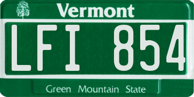 VT license plate LFI854