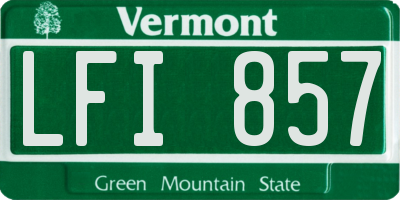 VT license plate LFI857