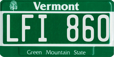 VT license plate LFI860