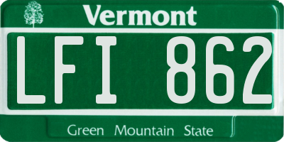 VT license plate LFI862