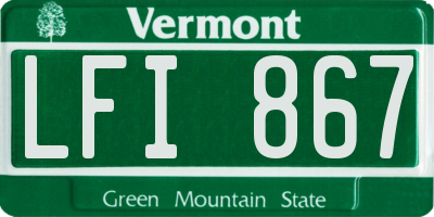 VT license plate LFI867