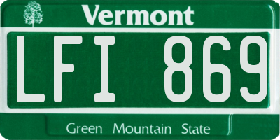 VT license plate LFI869