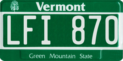 VT license plate LFI870