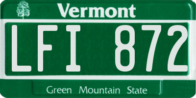 VT license plate LFI872