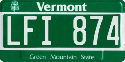 VT license plate LFI874