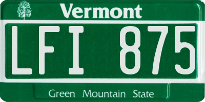 VT license plate LFI875