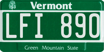 VT license plate LFI890