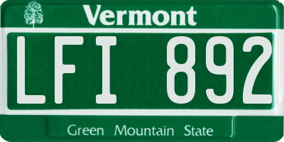 VT license plate LFI892