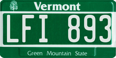 VT license plate LFI893