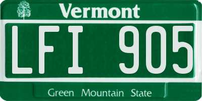 VT license plate LFI905
