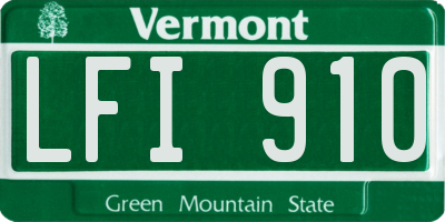 VT license plate LFI910