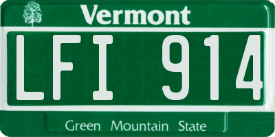 VT license plate LFI914