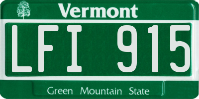 VT license plate LFI915