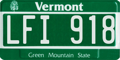 VT license plate LFI918