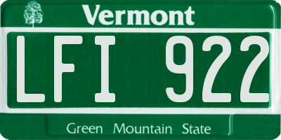 VT license plate LFI922