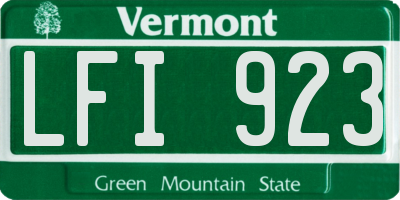 VT license plate LFI923