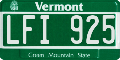 VT license plate LFI925