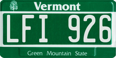 VT license plate LFI926