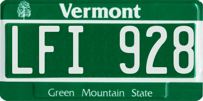 VT license plate LFI928