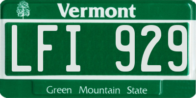 VT license plate LFI929