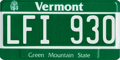 VT license plate LFI930