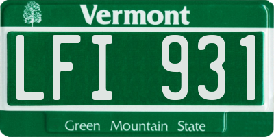 VT license plate LFI931