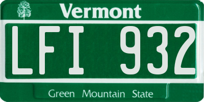 VT license plate LFI932