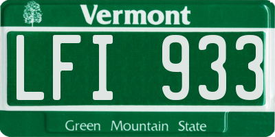 VT license plate LFI933