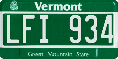 VT license plate LFI934